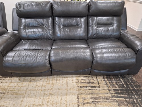 Leather power recliner sofa